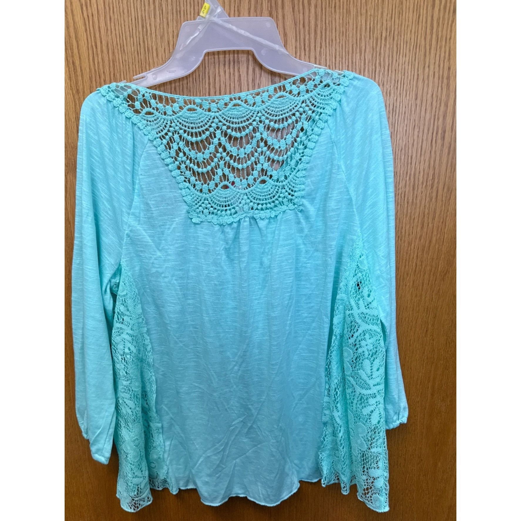 Other Womens Mint Green Crochet Lace Boho Top With Tassel Tie LG 1 Size L / US 10 / IT 46 - 3 Thumbnail