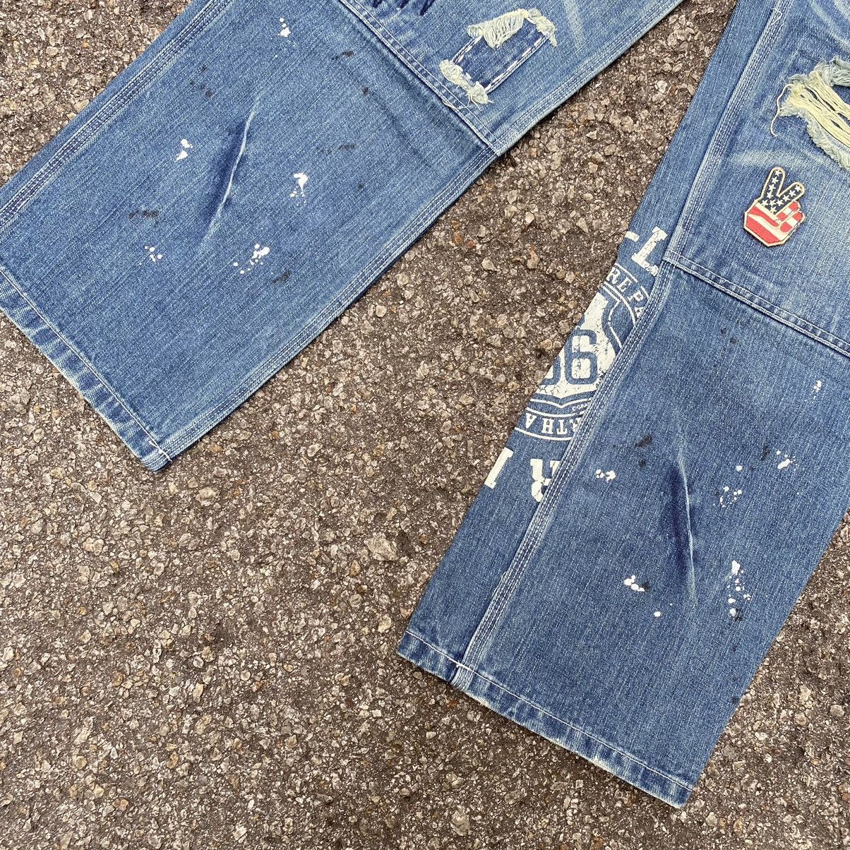 Other Patched Jeans Double Knee Distressed Denim Patchwork Size US 31 - 2 Thumbnail