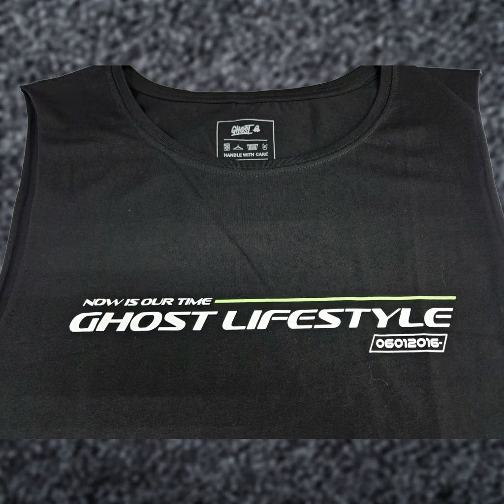 Vintage NWT Ghost Mens Sleeveless Tank Top "GHOST LIFESTYLE" Black XL Crew Neck Graphic Print Logo Cotton T-Shirt Summer Breathable Casual Mens Size US XL / EU 56 / 4 - 1 Thumbnail