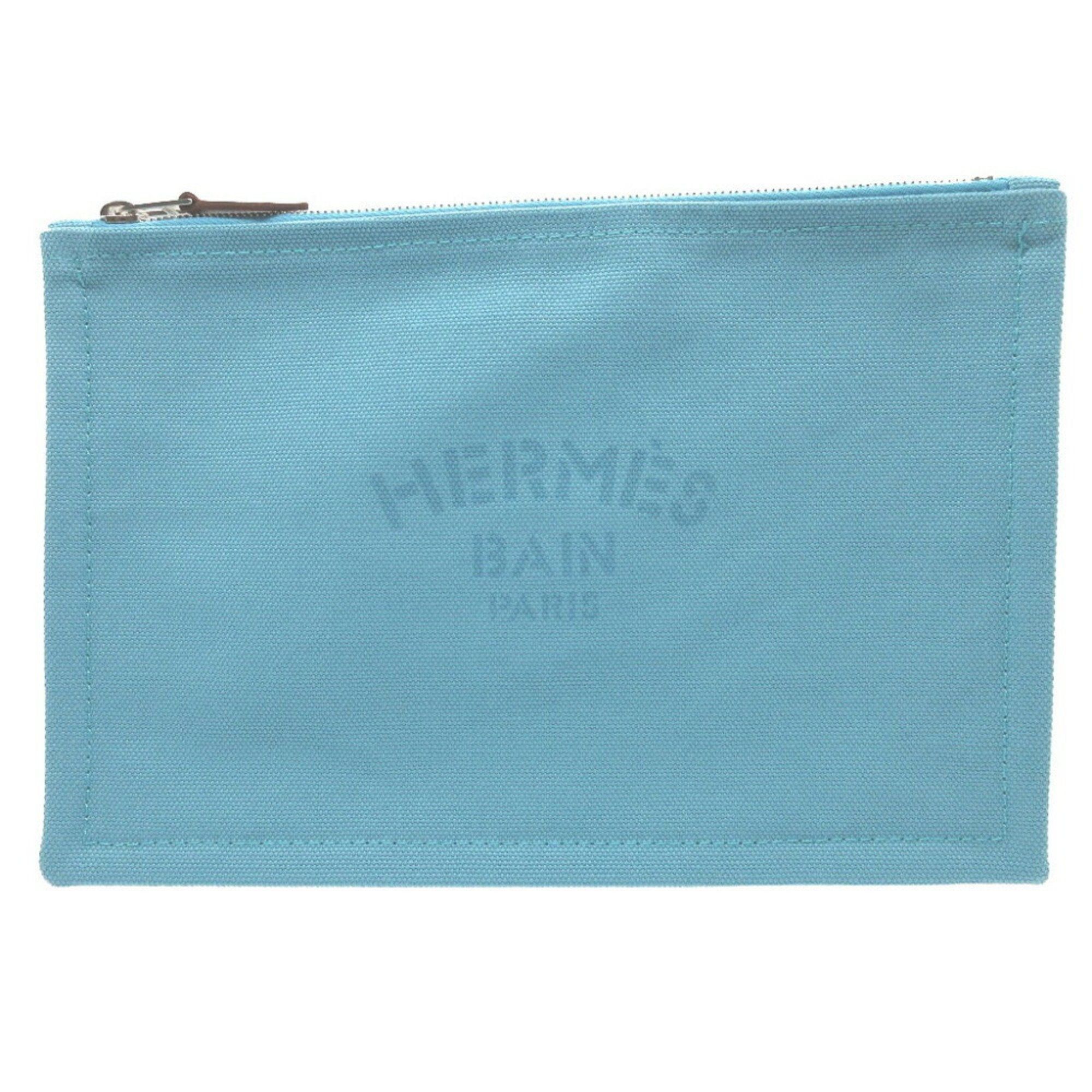 image of Hermes Yachting Gm Canvas Light Blue Pouch 0141 6A0141Bb4, Women's