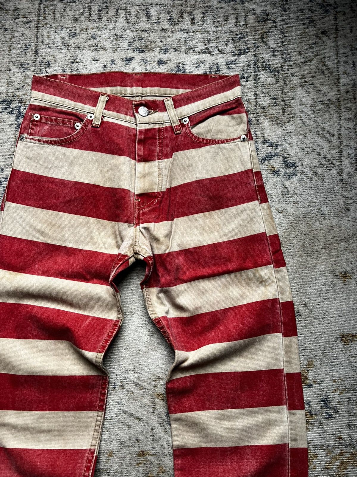 Helmut Lang AW 1996 Helmut Lang Prisoner Striped High Waist Jeans Size US 27 - 4 Thumbnail