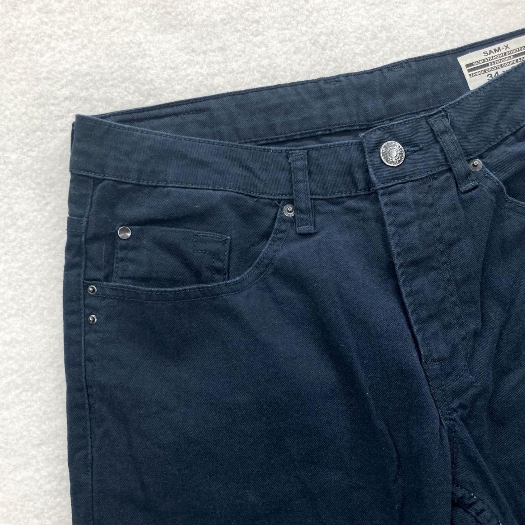 Buffalo David Bitton Buffalo David Bitton Jeans Mens Slim Straight Stretch 32x30 Dark Navy SAM-X Jeans Size US 32 / EU 48 - 3 Thumbnail