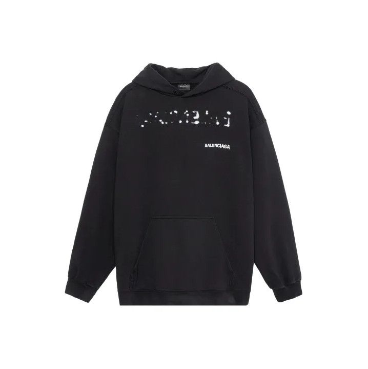 Balenciaga Balenciaga Black Logo Print Pullover Hoodie Size US M / EU 48-50 / 2 - 1 Thumbnail