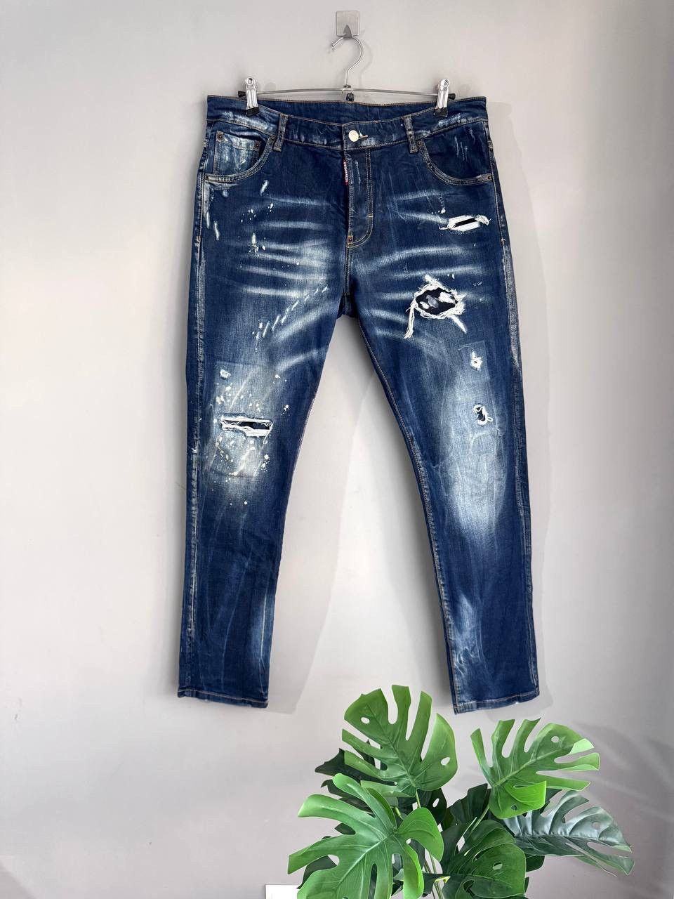 Dsquared2 Dsquared2 Blue Distressed Men's Slim Jeans Size 54 / W35 L32 Size US 35 - 1 Thumbnail