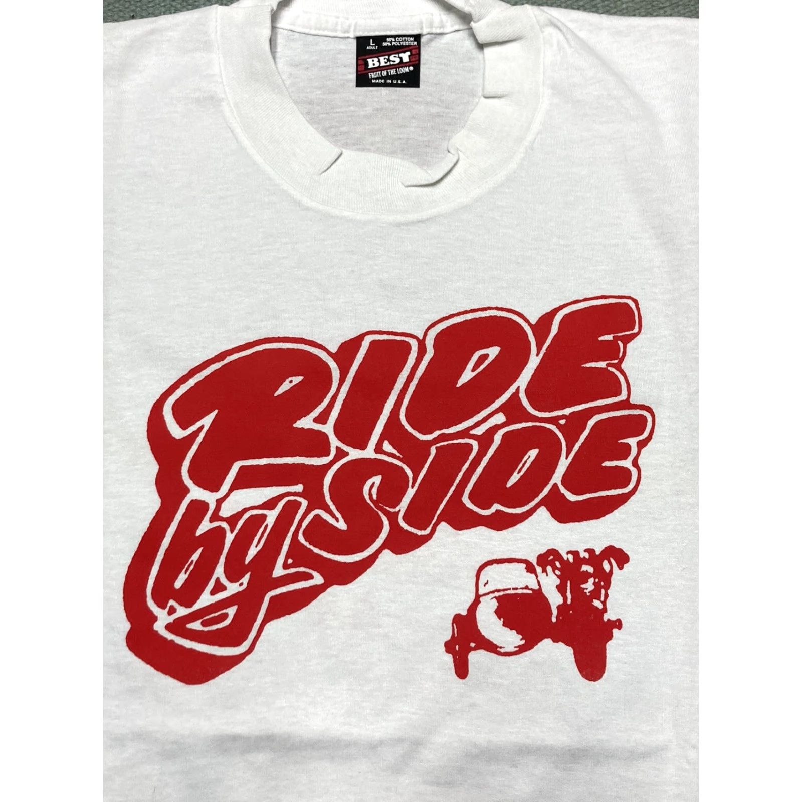 Vintage VINTAGE 90s T-SHIRT Michigan Ride by Side Sidecar Motorcycle Shop White L Mens 90s NOS Large Shirt Size US L / EU 52-54 / 3 - 2 Thumbnail