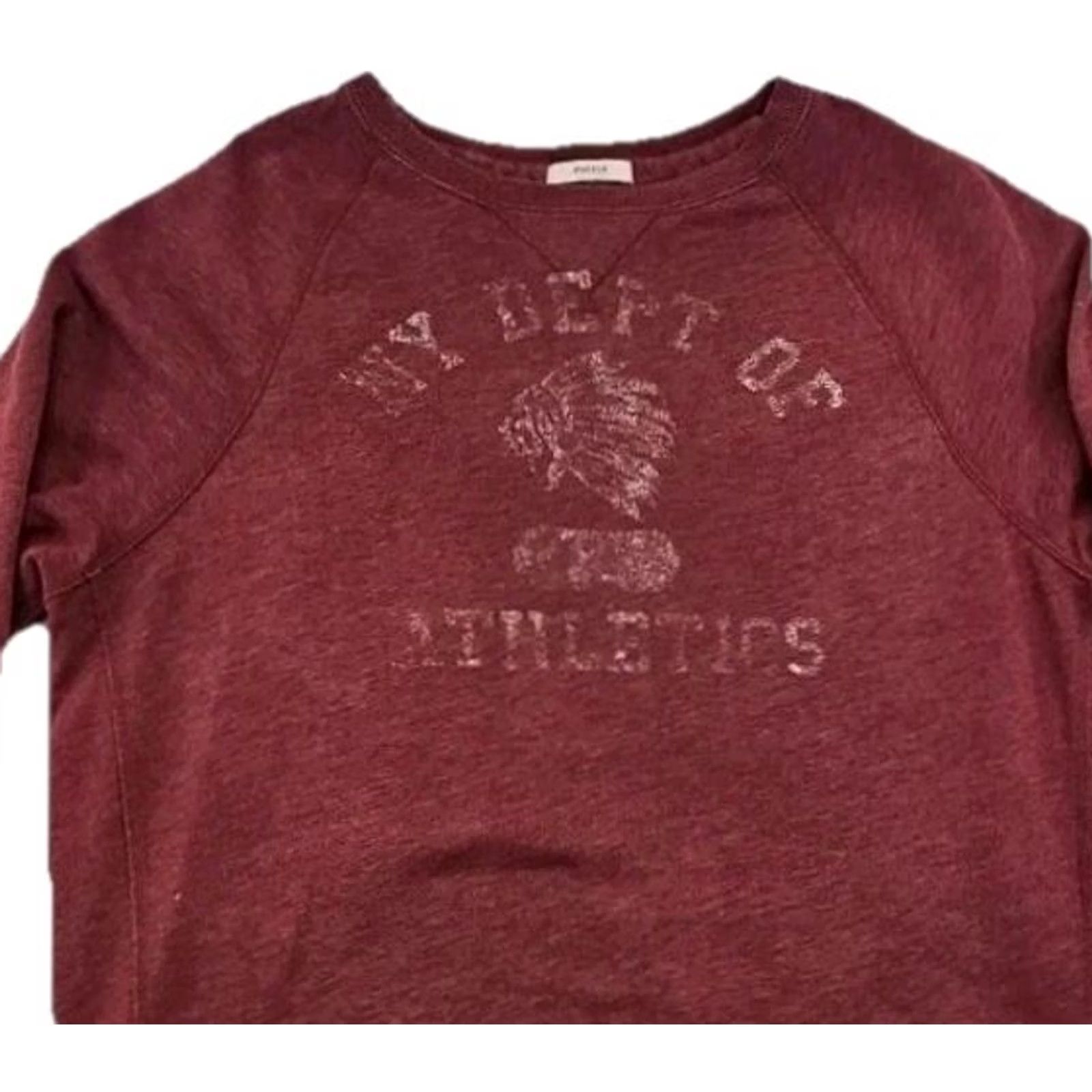 Abercrombie & Fitch Abercrombie & Fitch Sweatshirt XXL Muscle Crew Neck Burgundy NY Athletics Distressed Graphic Print Men Size US XXL / EU 58 / 5 - 2 Thumbnail