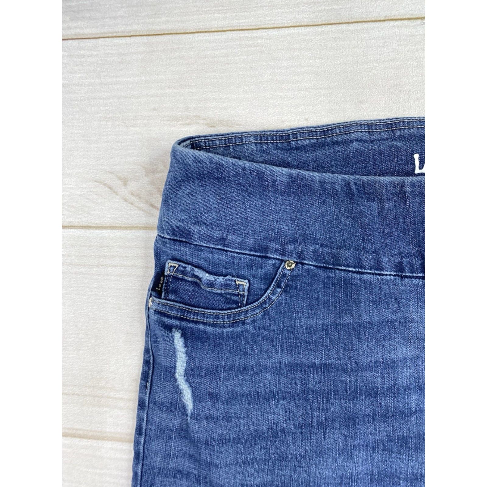 Lee Lee Jeans Womens Slim Straight Pull On Size 12 Blue Denim Stretch City Womens Size 34" / US 12 / IT 48 - 2 Thumbnail