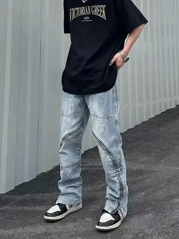 Japanese Brand Retro loose zipper micro flared jeans Size US 30 / EU 46 - 6 Thumbnail