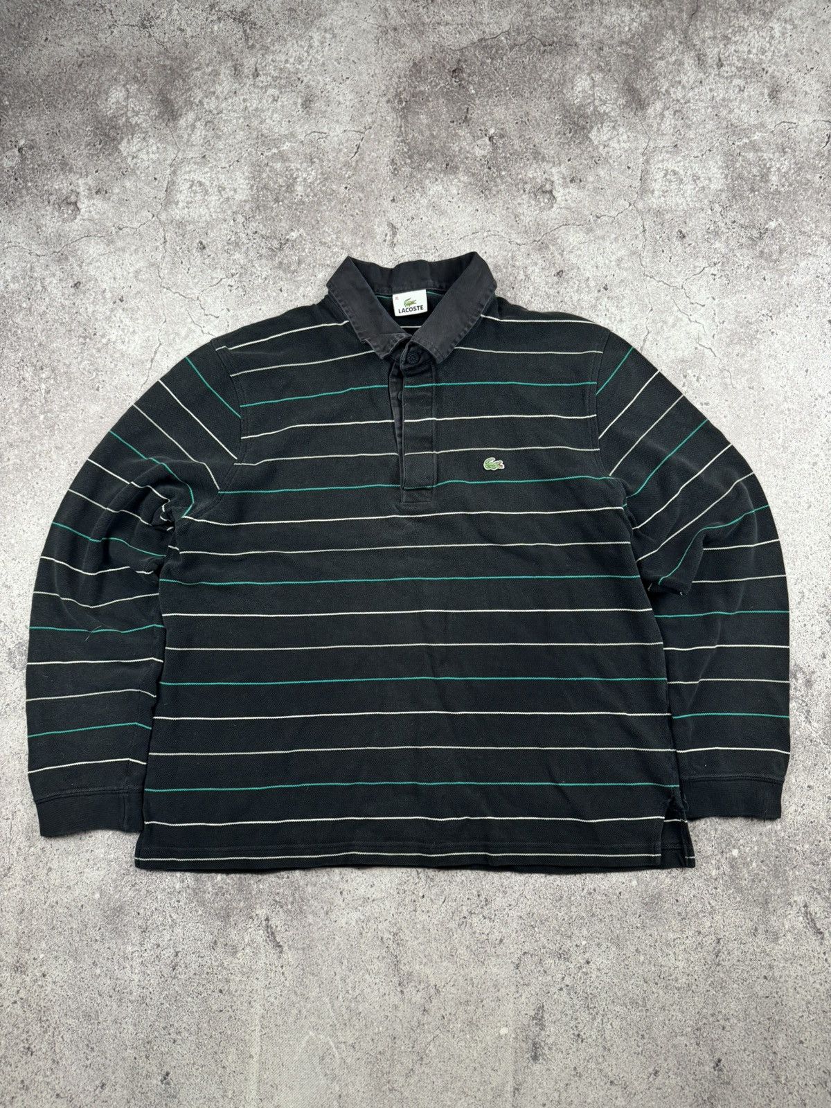 Lacoste Vintage Lacoste Striped Rugby Long Sleeve Y2K France Size US L / EU 52-54 / 3 - 1 Thumbnail