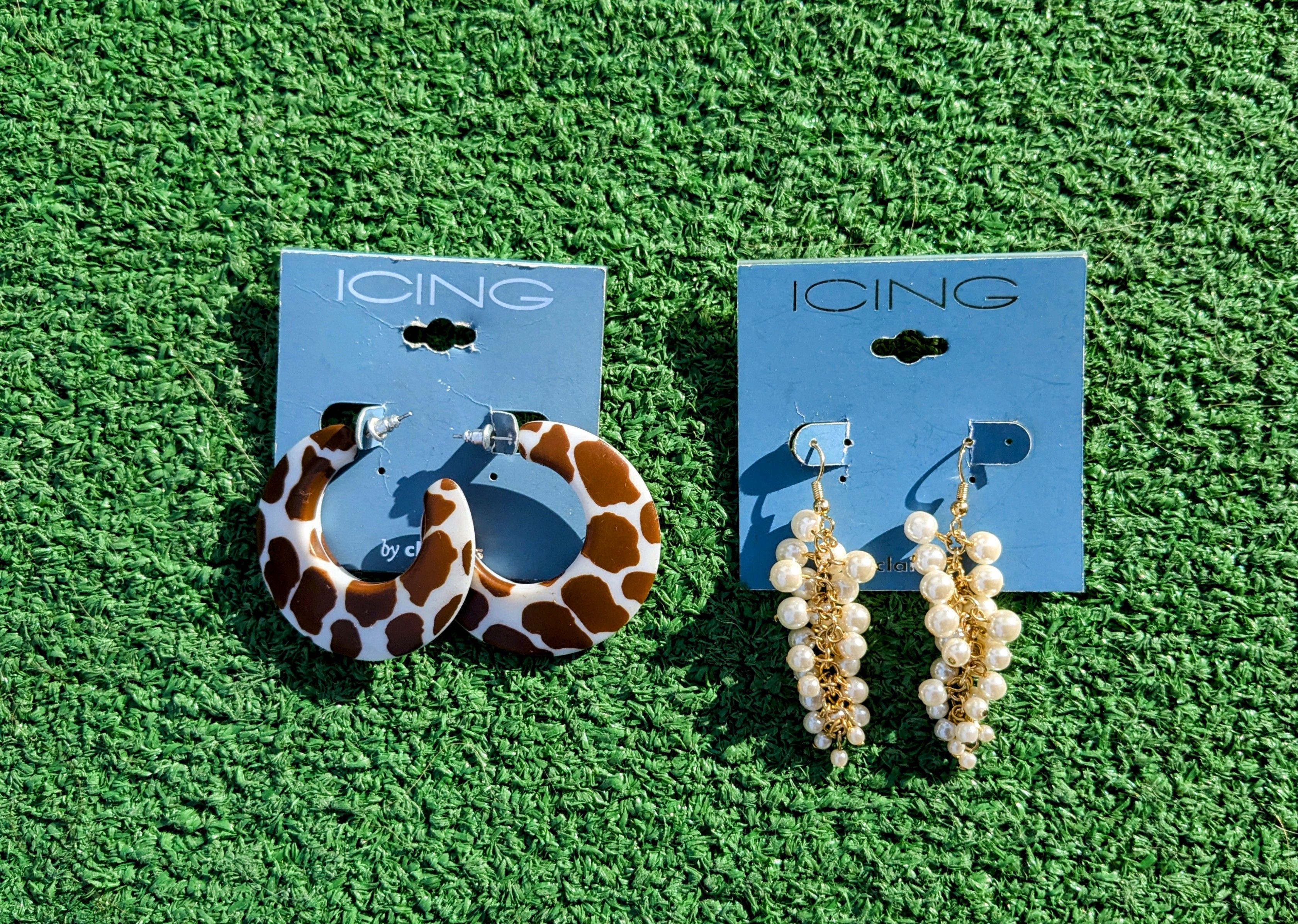 Designer Icing Chunky Cowboy Cow Hoop+Pearl Dangle Cluster Earrings Size ONE SIZE - 1 Thumbnail