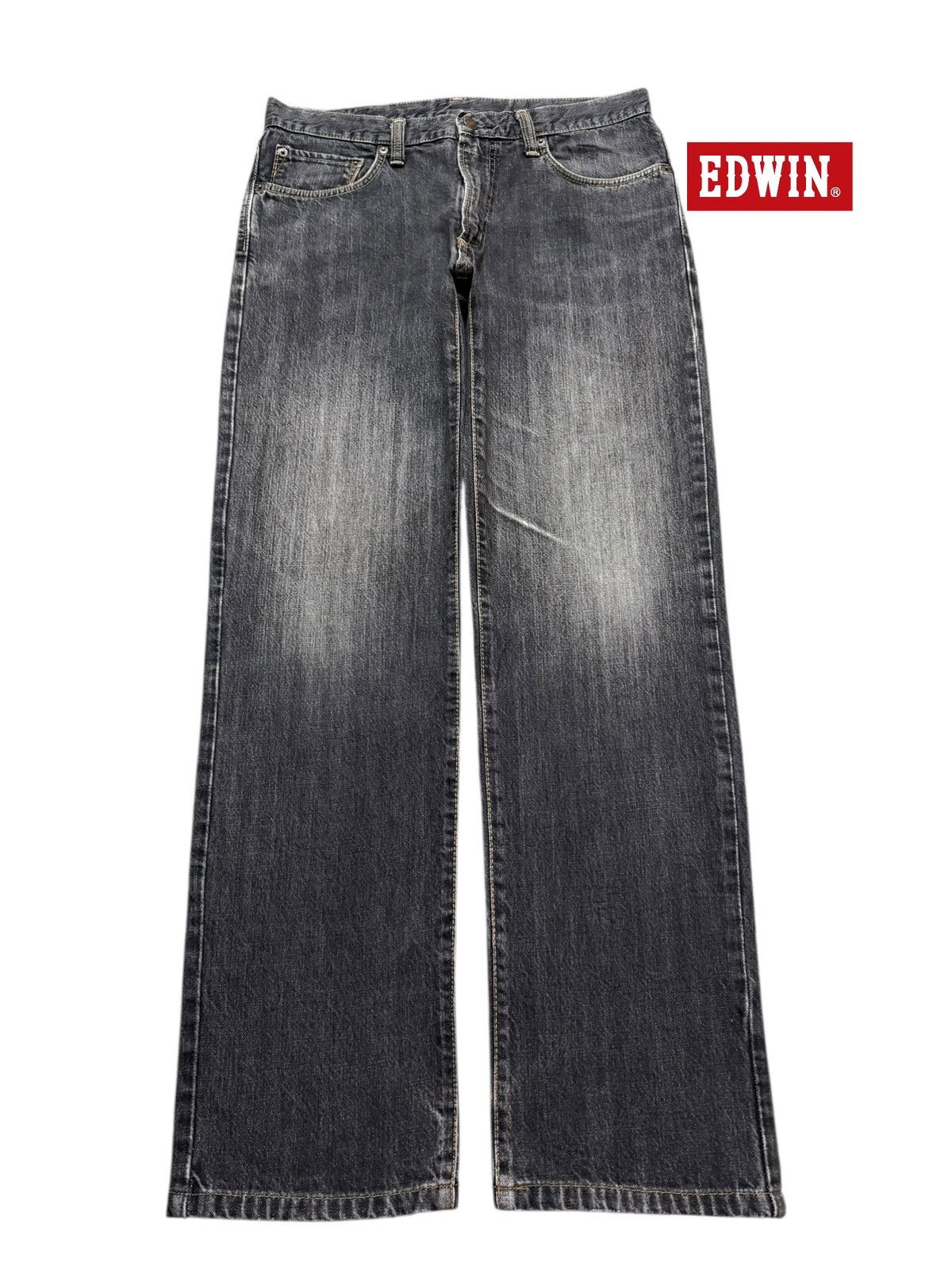 Edwin Vintage 90s Japan Edwin 403 Denim Faded Wash Straight Leg Size US 33 - 1 Thumbnail