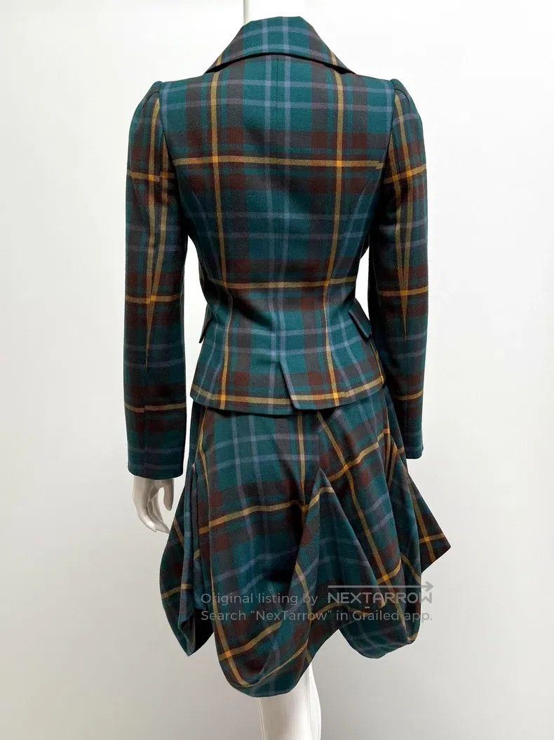 Vivienne Westwood Vivienne Westwood Blue-green checkered suit, heart-neck as Size L / US 10 / IT 46 - 3 Thumbnail