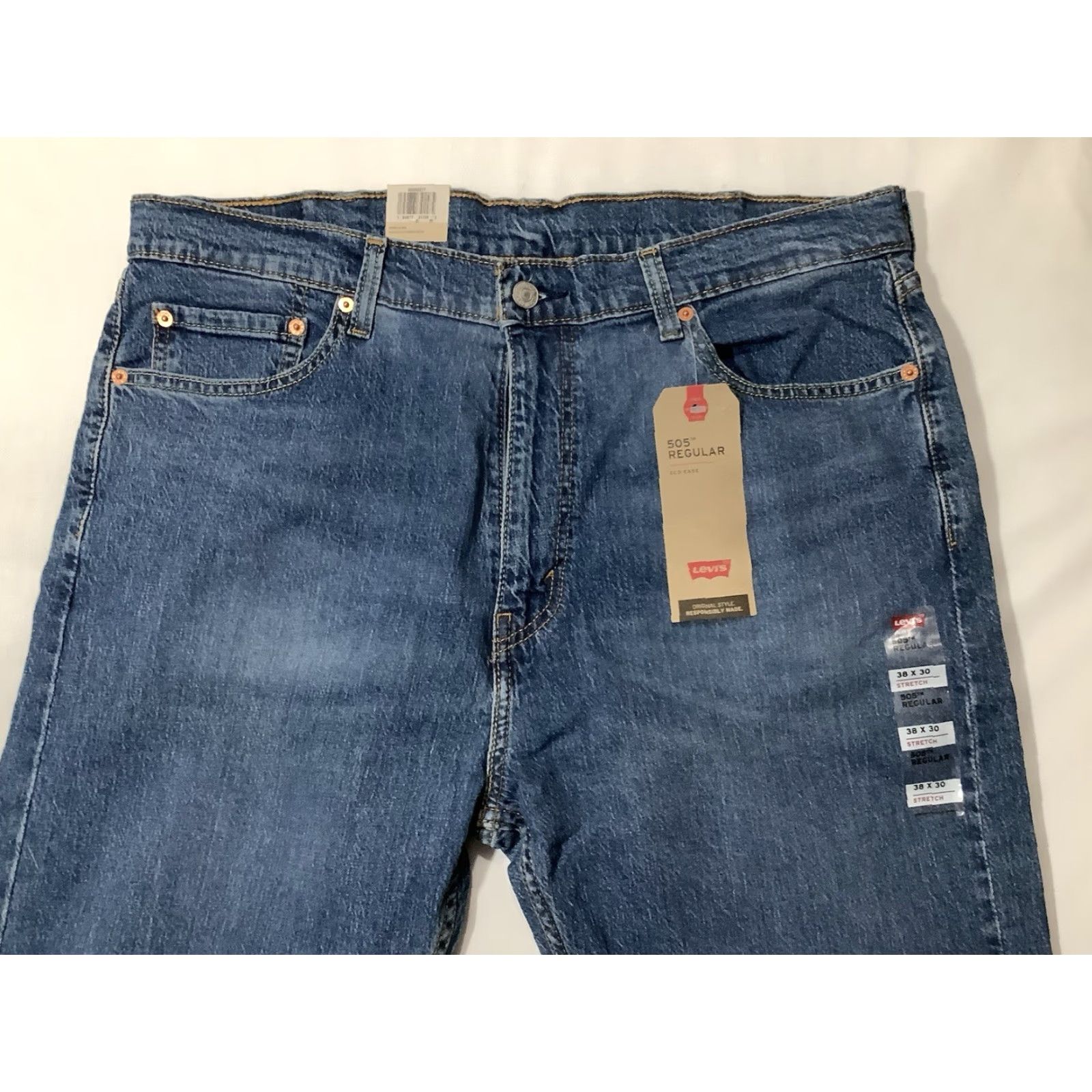 Levi's Levi's 505 Jeans Denim Blue Regular Fit Straight Leg 38X30 Mens Stretch New Size US 38 / EU 54 - 2 Thumbnail