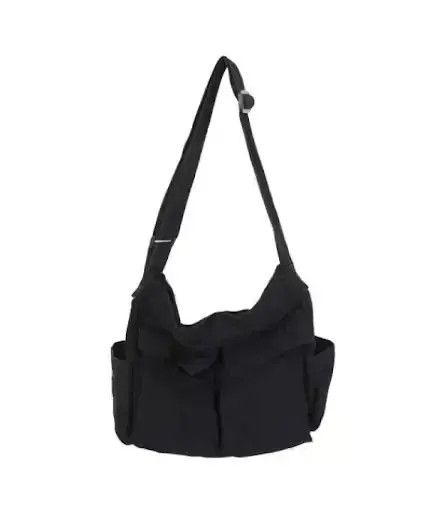 Vintage Multi-Pocket Messenger Bag in Black, Men's