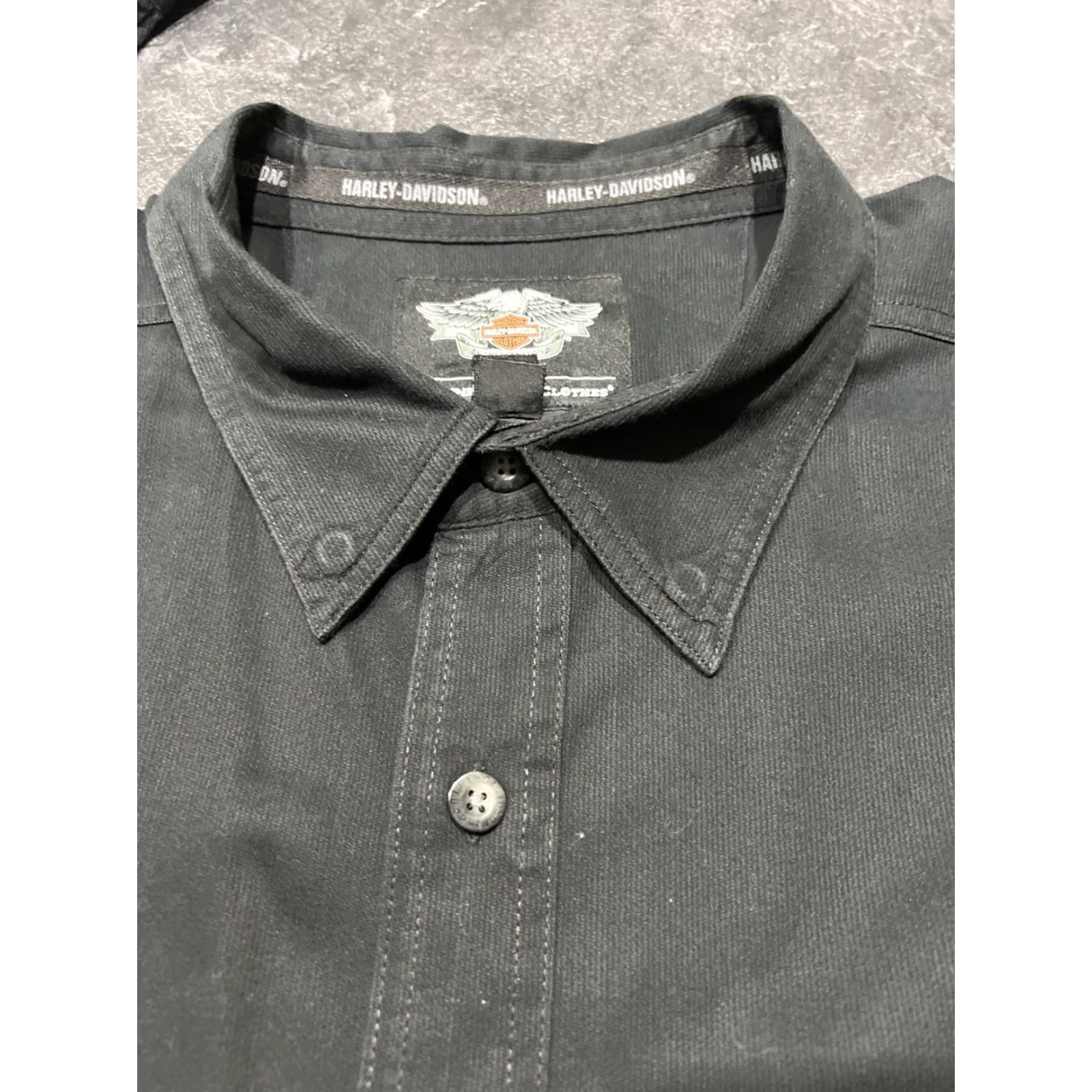 Harley Davidson Harley-Davidson Black Long Sleeve Button-Down Shirt 3XLT Men Big & Tall Collared Pockets Logo Split Tailored Casual Workwear Size US XXL / EU 58 / 5 - 7 Thumbnail