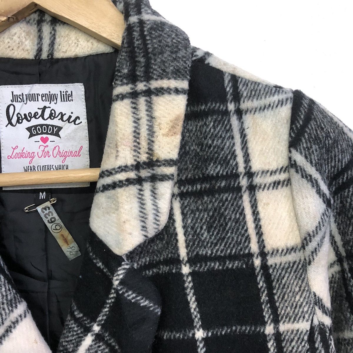 Japanese Brand LOVETOXIC Black Tartan Long Trench Coat Jacket Size US M / EU 48-50 / 2 - 12 Thumbnail