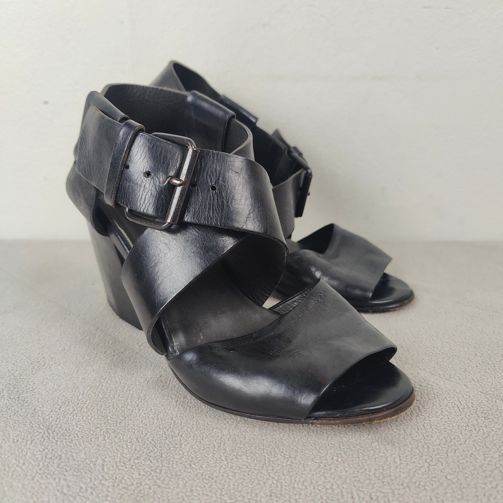 Marsell Marsell Block Heel Sandals Womens 36.6 US 6.5 Black Leather Size US 6.5 / IT 36.5 - 3 Thumbnail