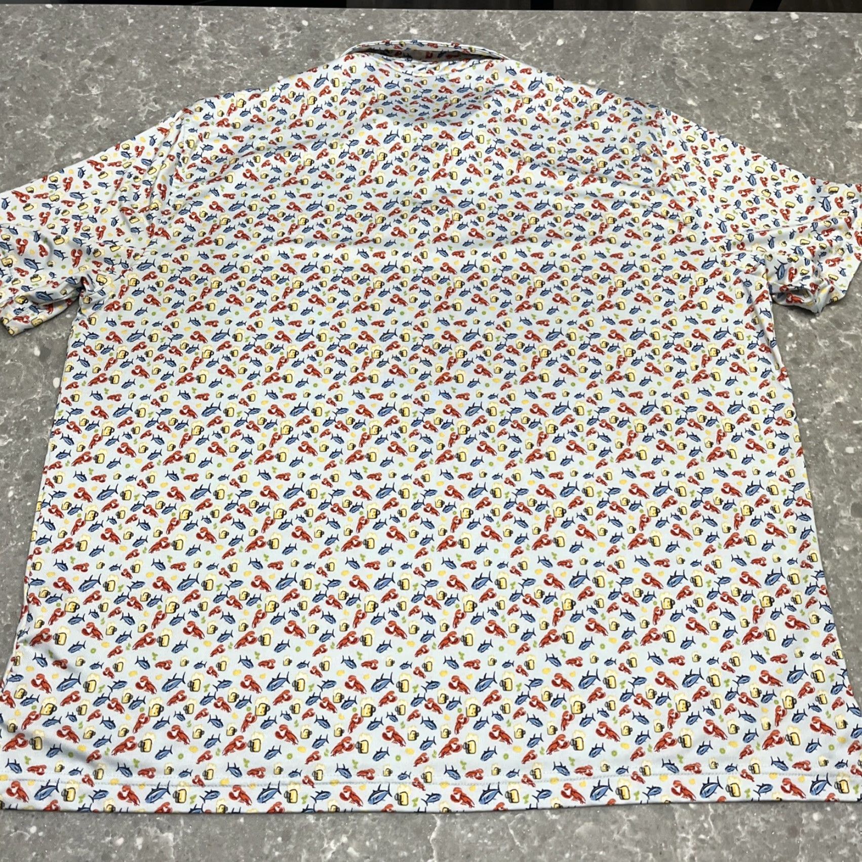 Vintage Mens 1764 Golf Polo Shirt All Over Lobster Beer Fish Performance Printed 2XL Size US XXL / EU 58 / 5 - 5 Thumbnail