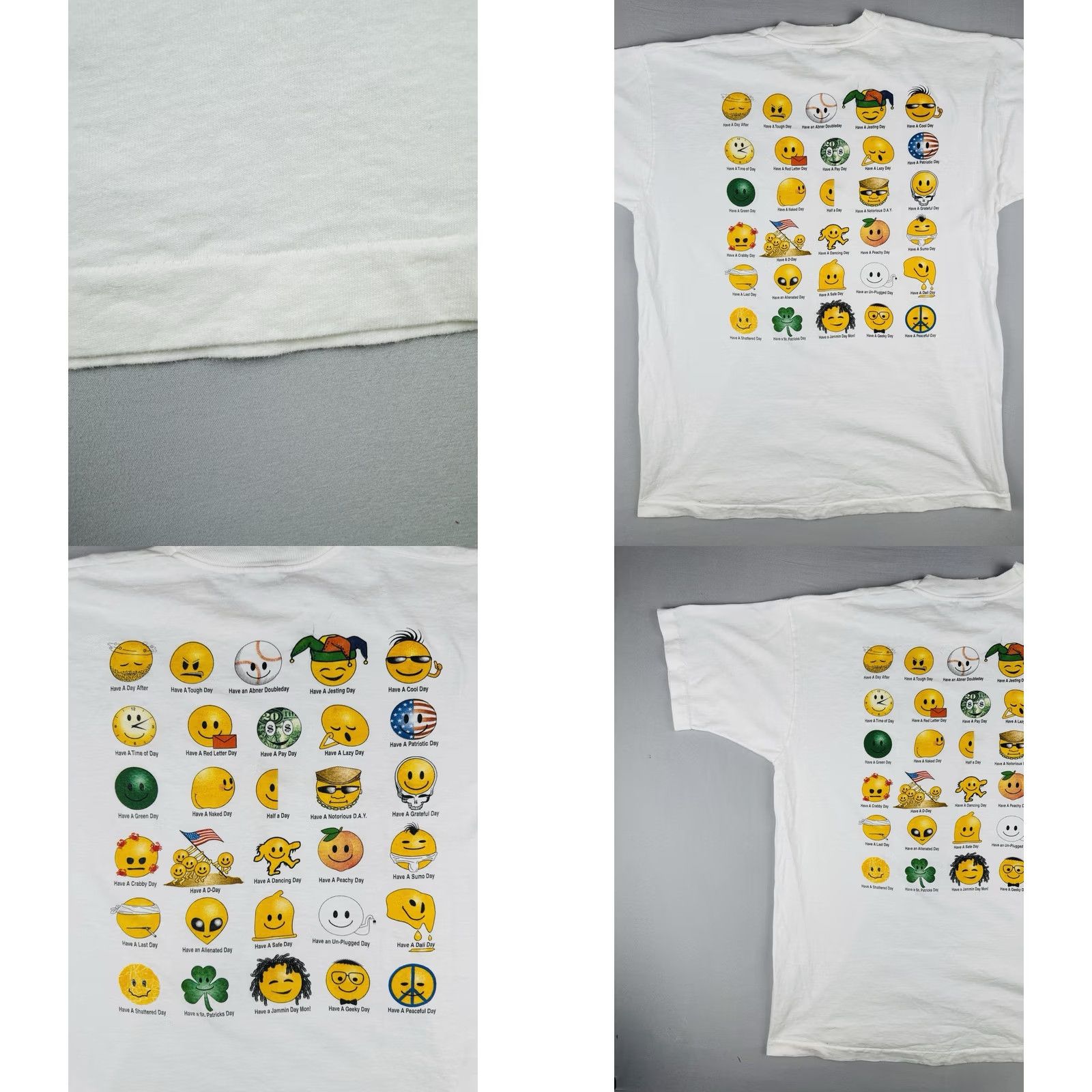 Fruit Of The Loom VINTAGE 90s Have A Day Smiley Face Tshirt XL White Single Stitch Fruit of the Loom Mens Size US XL / EU 56 / 4 - 8 Thumbnail