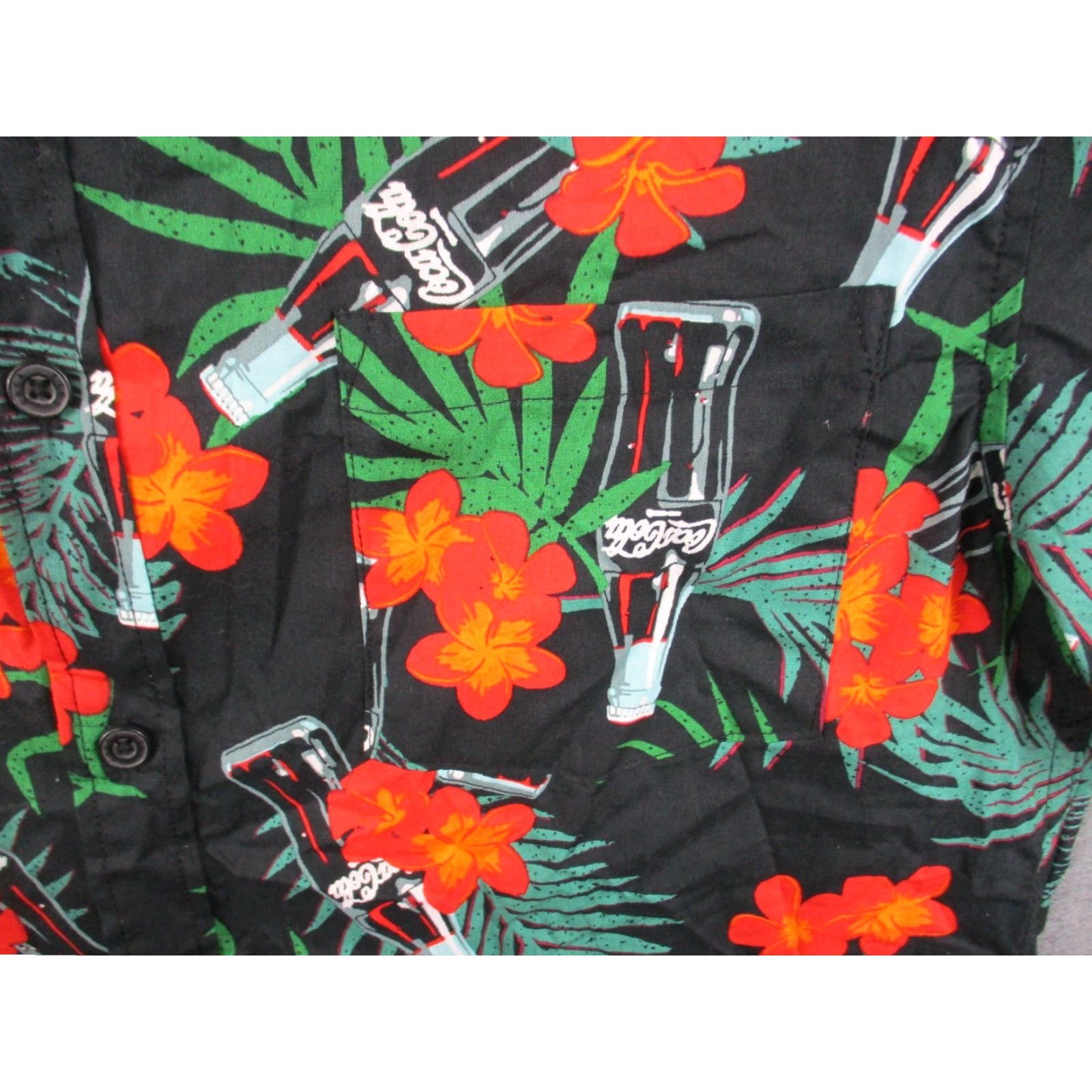 Vintage Coca-Cola Mens Hawaiian Shirt Medium Coke Bottles Floral One Pocket Button-Up Shirt Size US M / EU 48-50 / 2 - 3 Thumbnail