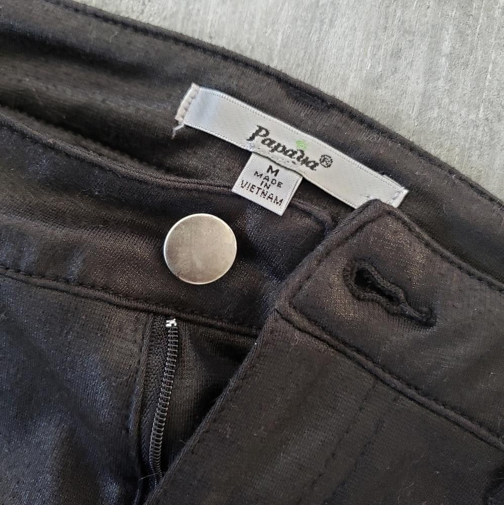 Designer Black Metallic Papaya Skinny Pant Size 32" / US 10 / IT 46 - 3 Thumbnail