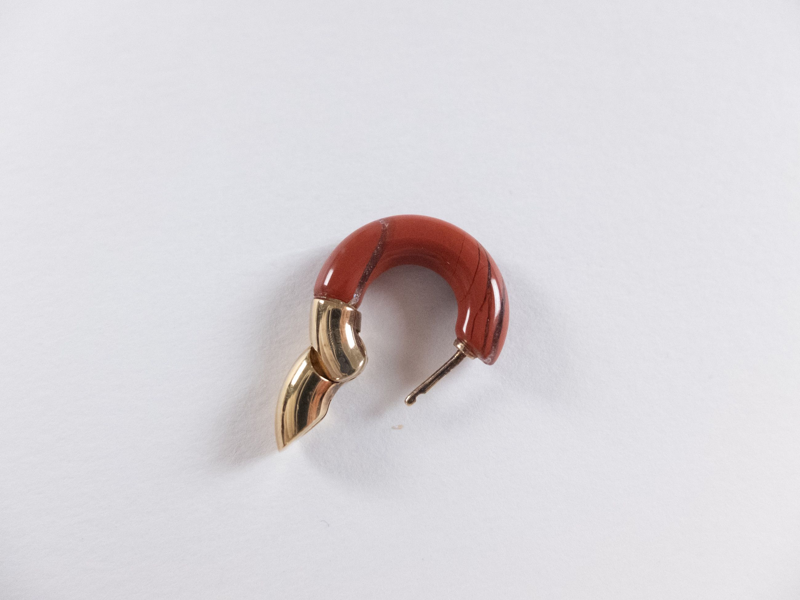 Bottega Veneta BOTTEGA VENETA red Jasper stone & silver hoop earrings q Size ONE SIZE - 6 Thumbnail