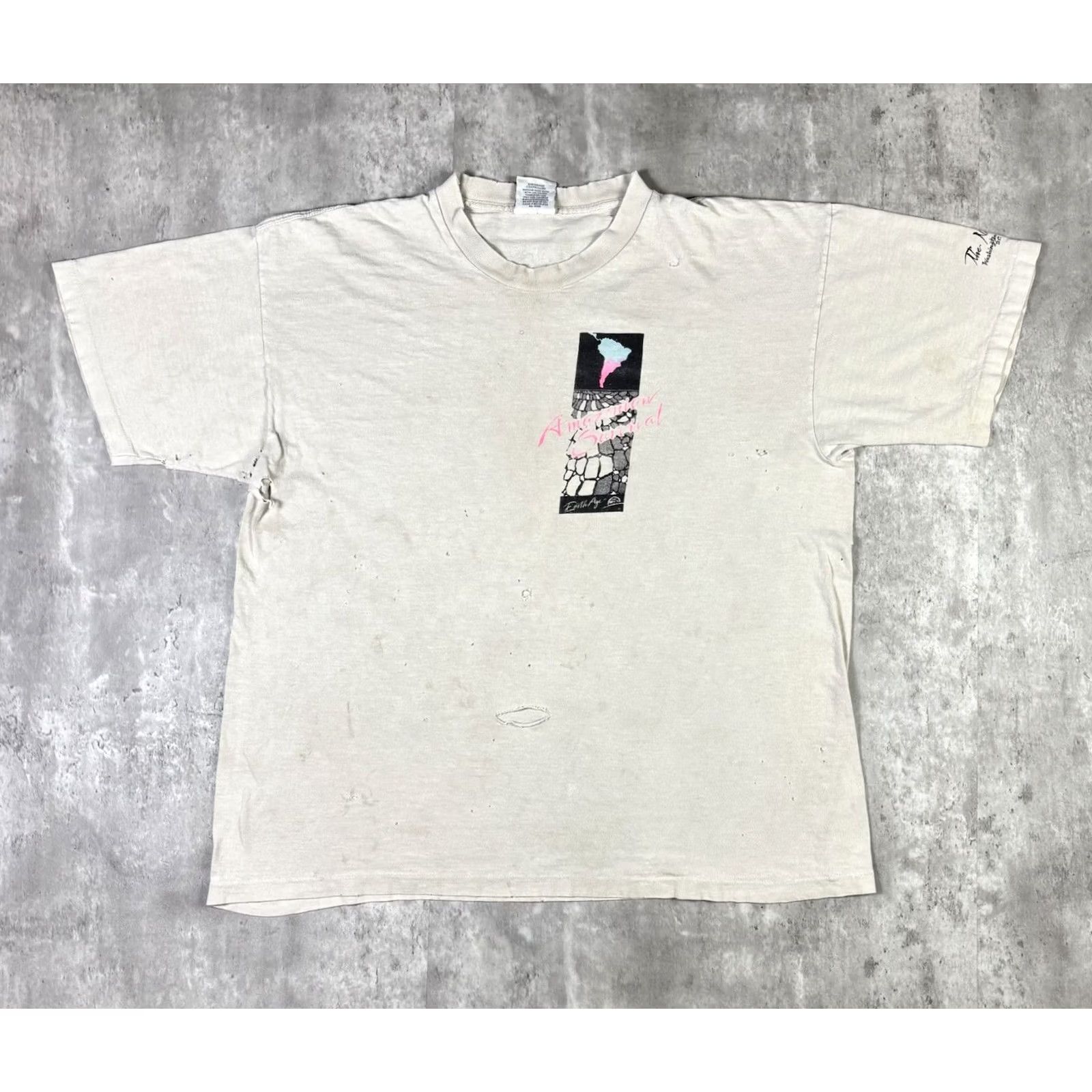 Lee VINTAGE Lee T-Shirt Men XL White 90s Distressed Crew Neck Short Sleeve Cotton Thrashing Adventure Time Stitch Size US XL / EU 56 / 4 - 2 Thumbnail