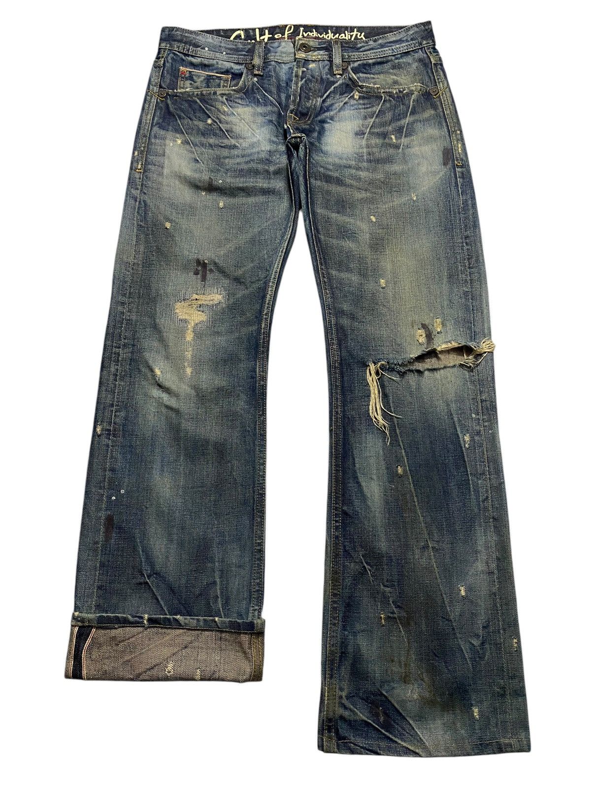 Cult Of Individuality Cult Paint Splatter Distressed Selvedge Redline (107N2) Size US 34 / EU 50 - 1 Thumbnail