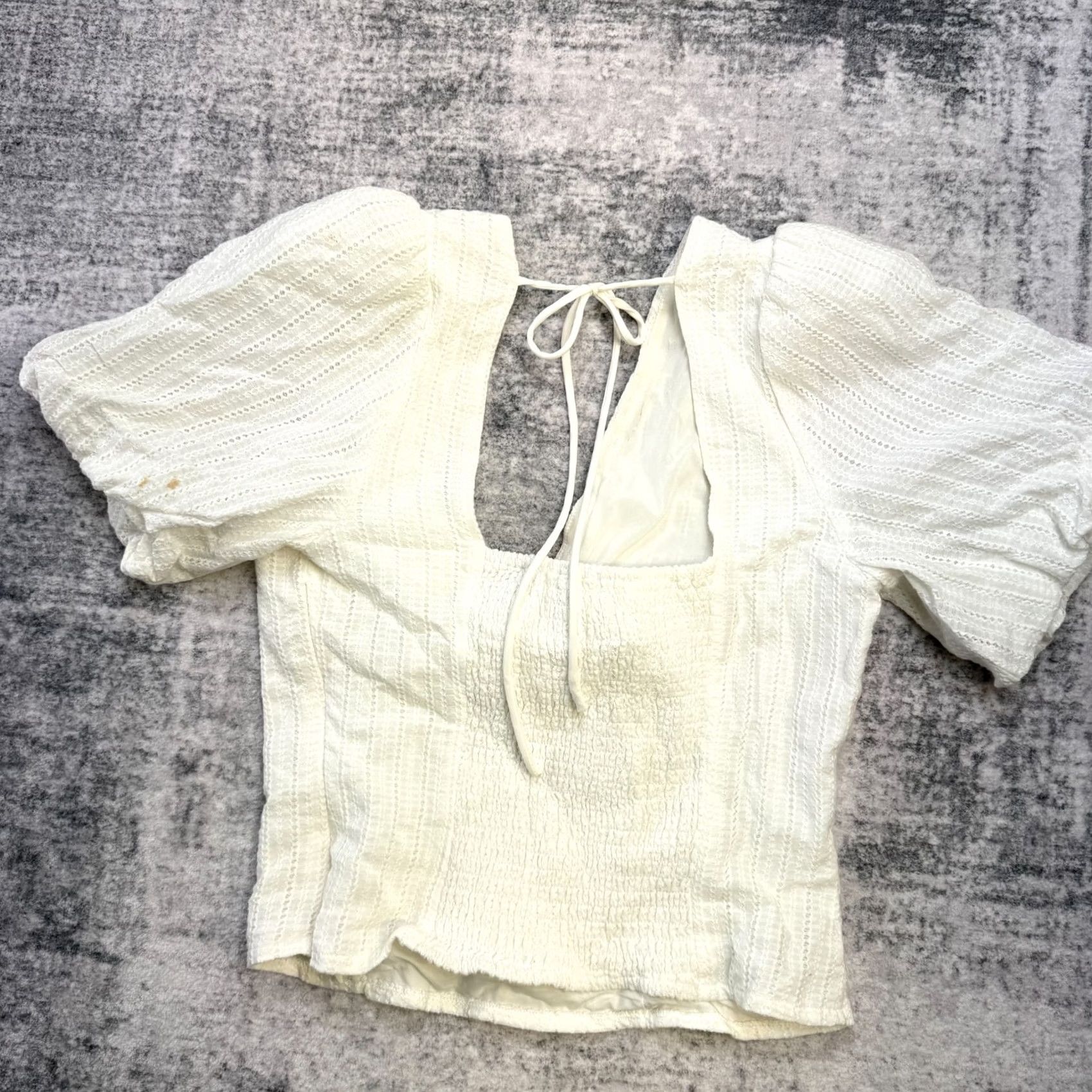 ASTR The Label ASTR The Label Top Women M White Sweetheart Puff Sleeve Blouse Skill: Casual Party/Cocktail, Travel Size M / US 6-8 / IT 42-44 - 3 Thumbnail