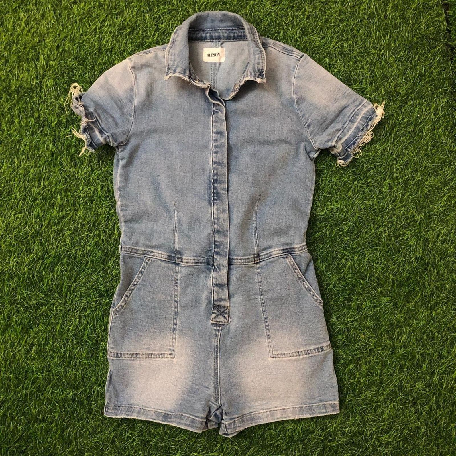 Hudson Women’s Retro Hudson Denim ‘Girl Gang’ Embroidered Romper Size 27" / US 4 / IT 40 - 1 Thumbnail