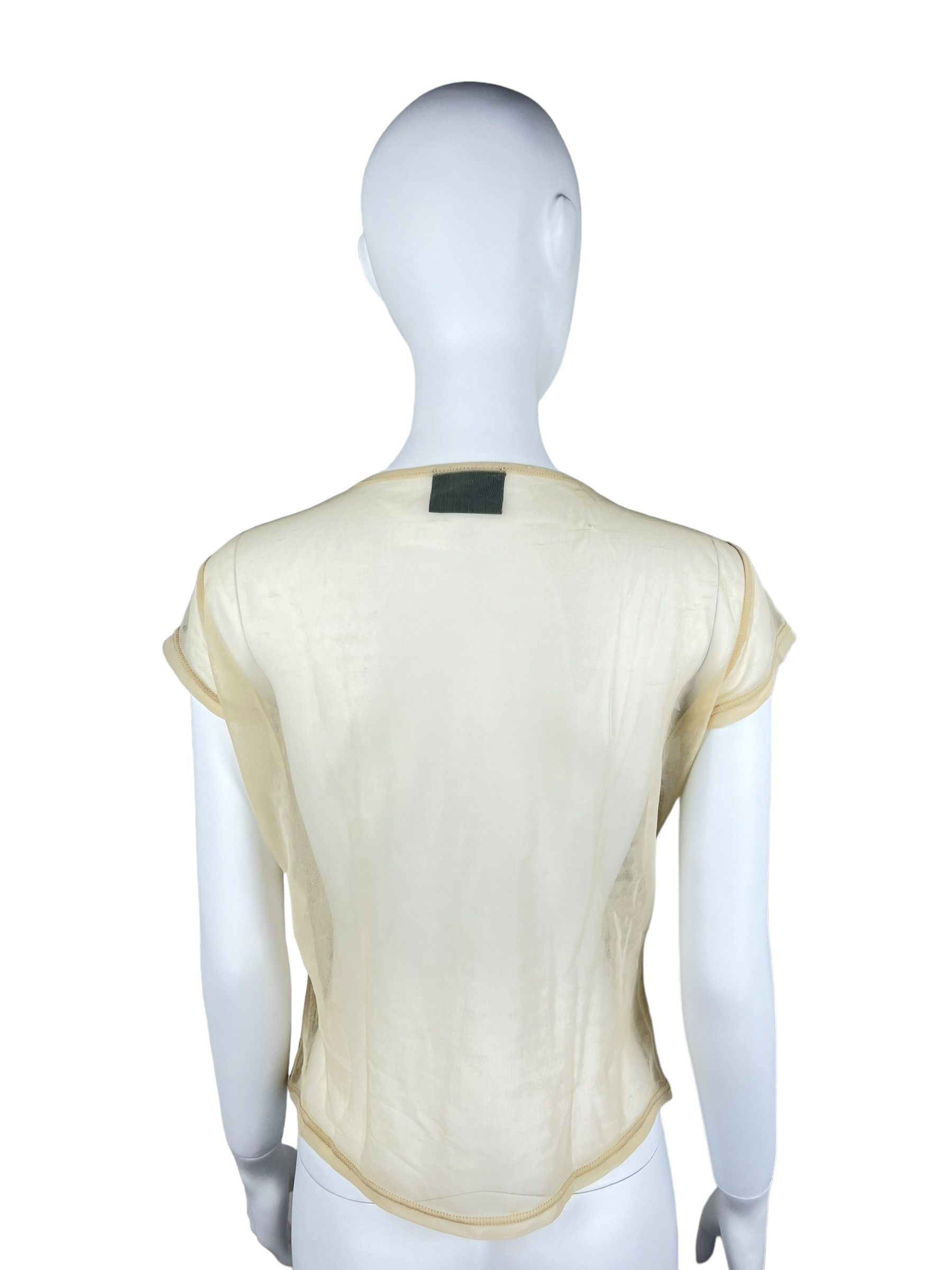 Fendi Fendi Beige Mesh Top with Embroidered Black Flower Size L / US 10 / IT 46 - 3 Thumbnail