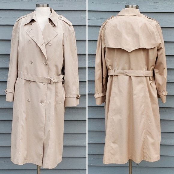 Vintage Vintage 80s London Fog Double Breasted Belted Khaki Faux Fur Size 3XL / US 20-22 - 9 Thumbnail
