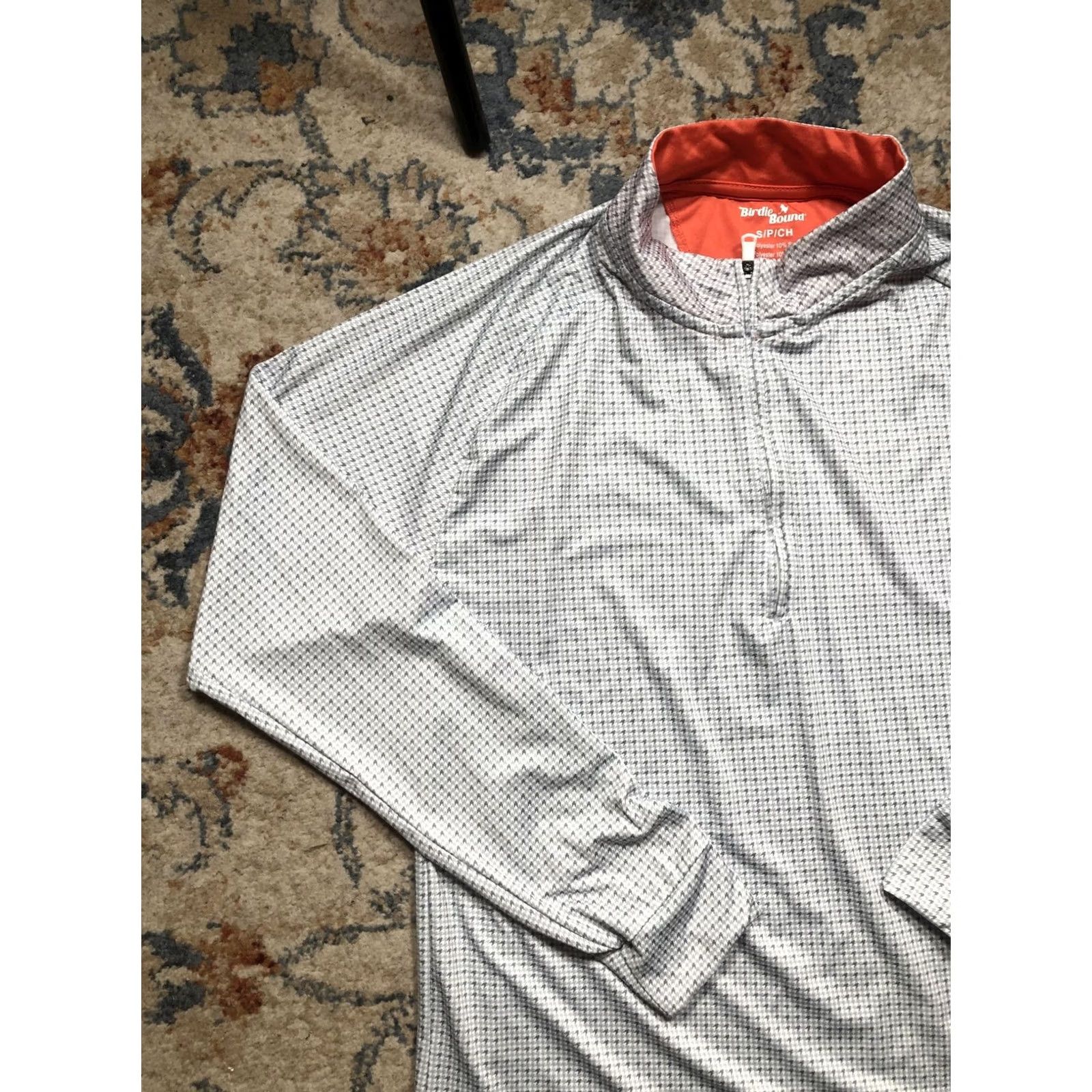 Vintage Birdie Bound Shirt Mens Small Gray Houndstooth 1/4 Zip Pullover Golf Top Lightweight Stretch Raglan Mock Neck Shirt Mens Size US S / EU 44-46 / 1 - 3 Thumbnail