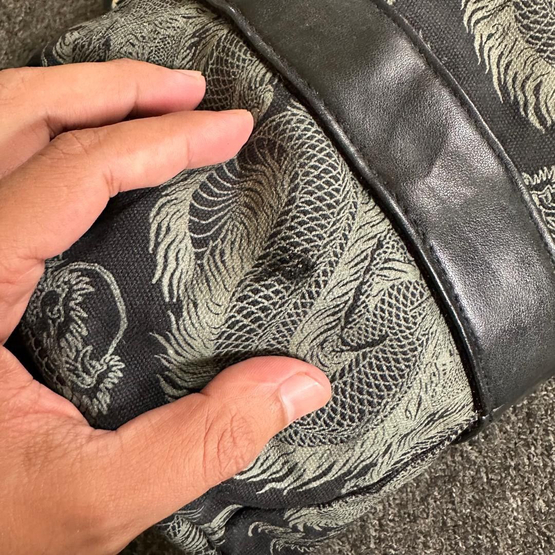 Leather Vintage Shin & Company Dragon Canvas Leather Punk Duffle Bag Size ONE SIZE - 9 Thumbnail
