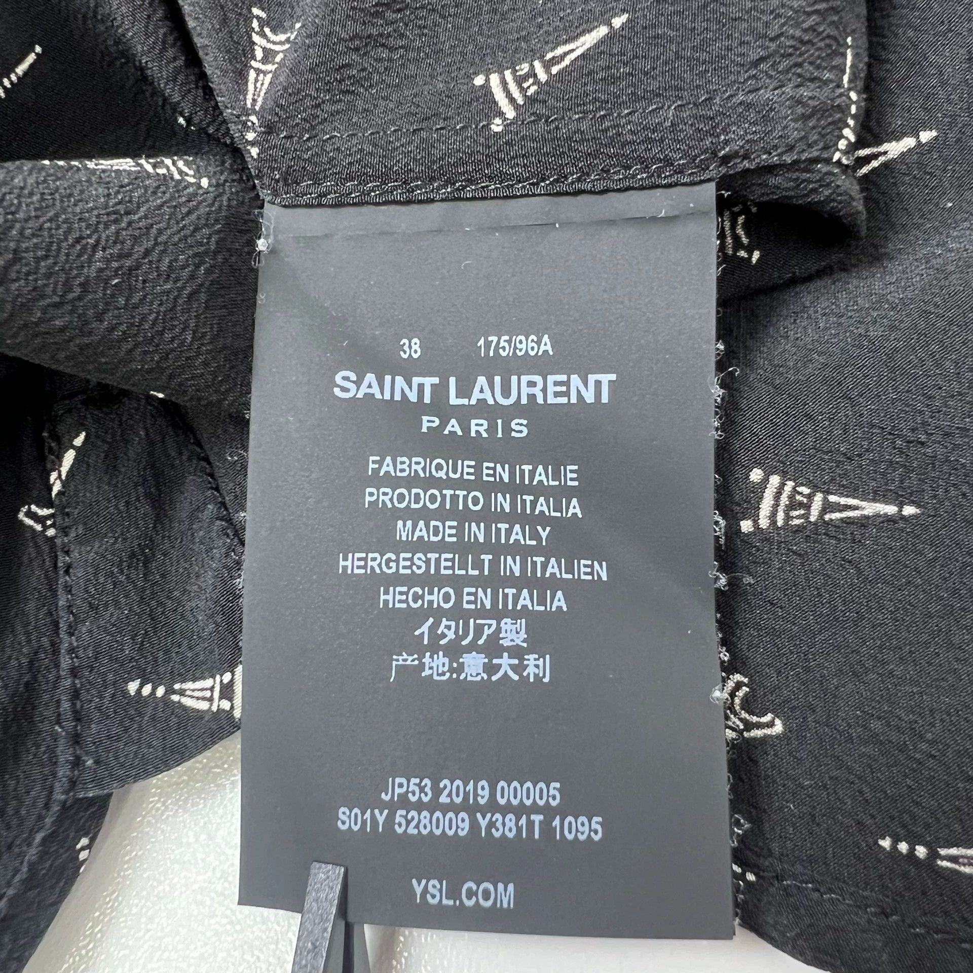 Saint Laurent Paris Saint Laurent SLP19FW Silk Eiffel Tower Print Black 38 Shirt Size US M / EU 48-50 / 2 - 5 Thumbnail