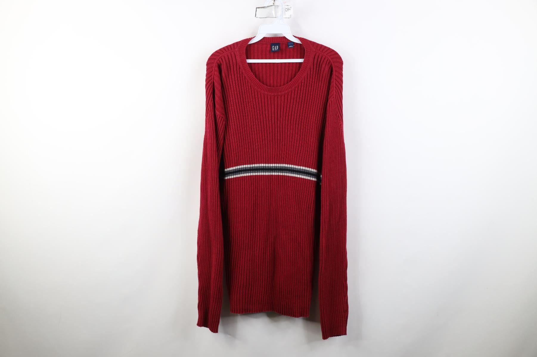 Gap Vintage 90s Gap Cotton Ribbed Knit Crewneck Sweater Red Size US XXL / EU 58 / 5 - 1 Thumbnail
