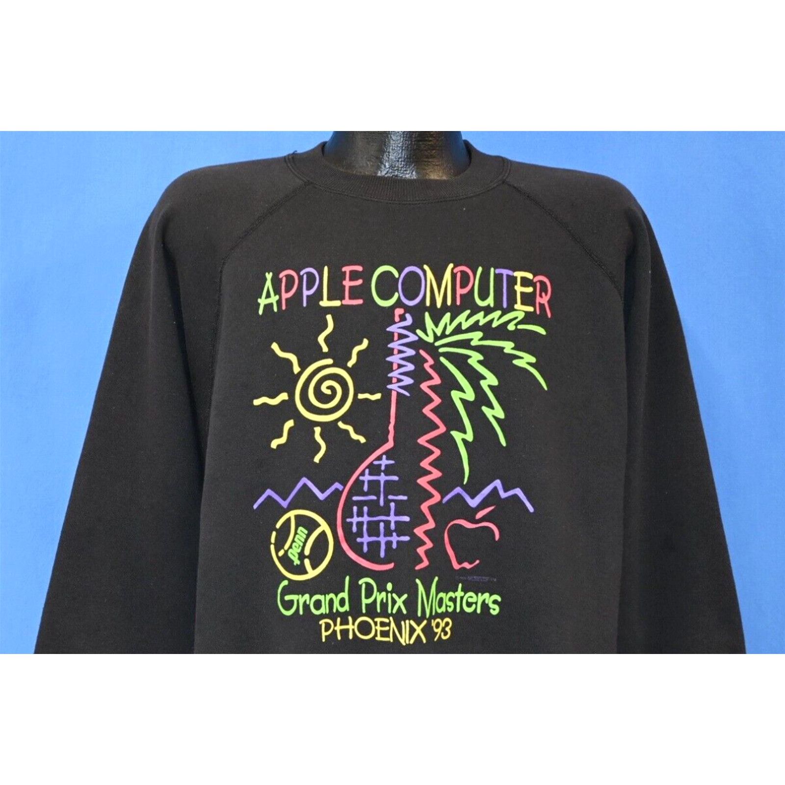 Image of Hanes VTG 90's Apple Computer Penn Grand Prix Masters Tennis Phoenix 1993 Sweatshirt XL in White