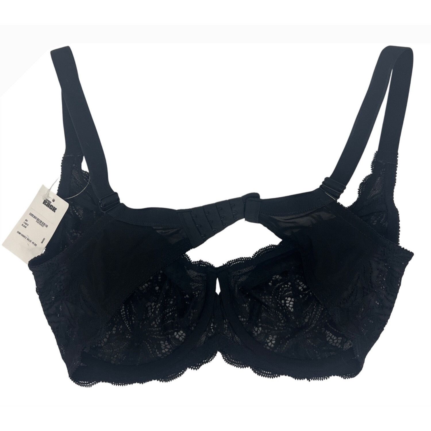 Designer Felina Black Lace Floral Underwire Balconette Bra Sz 36 DDD Size ONE SIZE - 4 Thumbnail