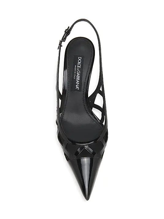 Dolce & Gabbana os11x0326 Lollo 60mm Leather Slingback Pumps in Black Size US 7.5 / IT 37.5 - 5 Thumbnail