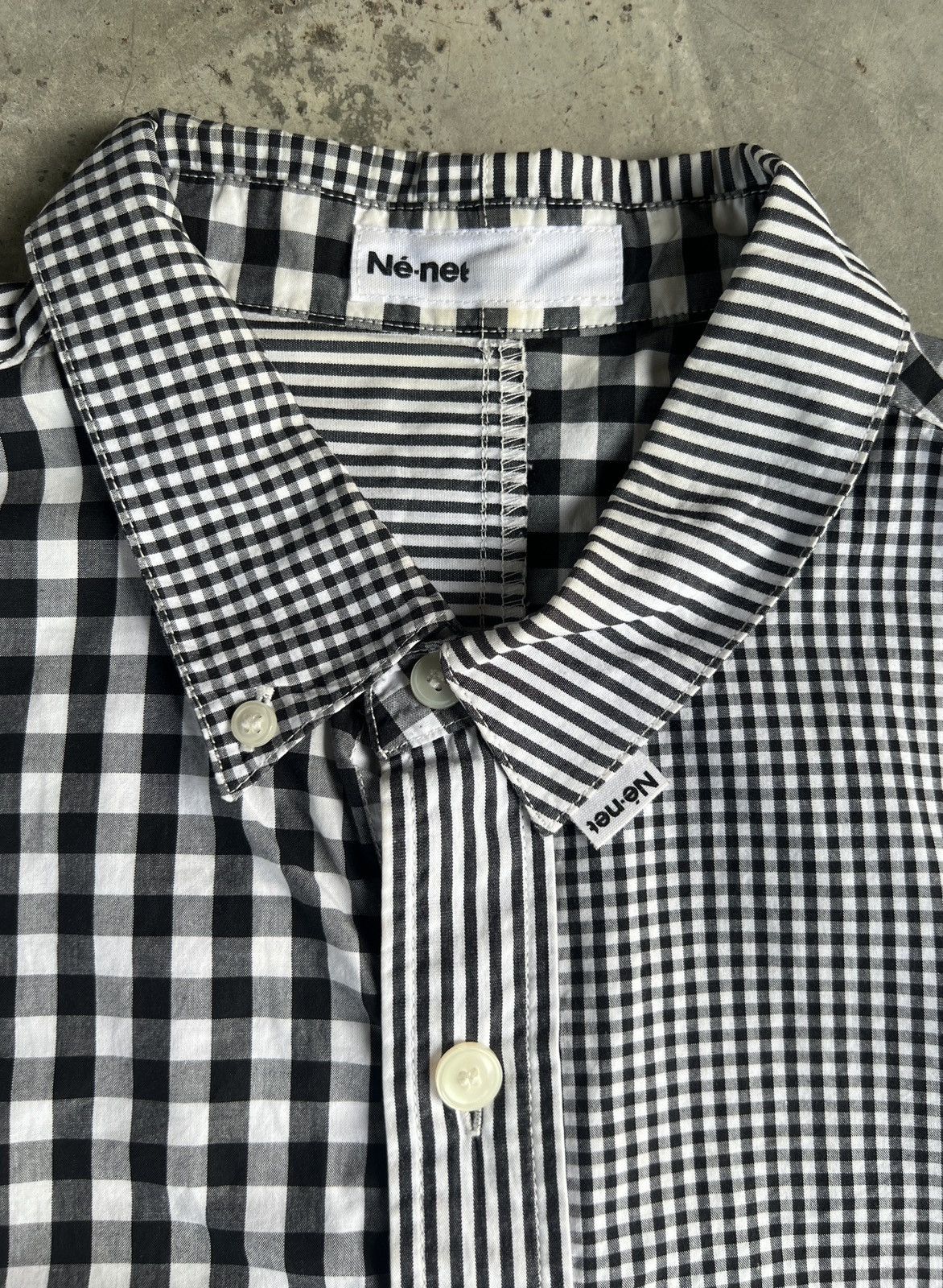 Issey Miyake × Japanese Brand × Ne-Net Ne-net X Issey Miyake Checked Patchwork Shirt Size US M / EU 48-50 / 2 - 5 Thumbnail