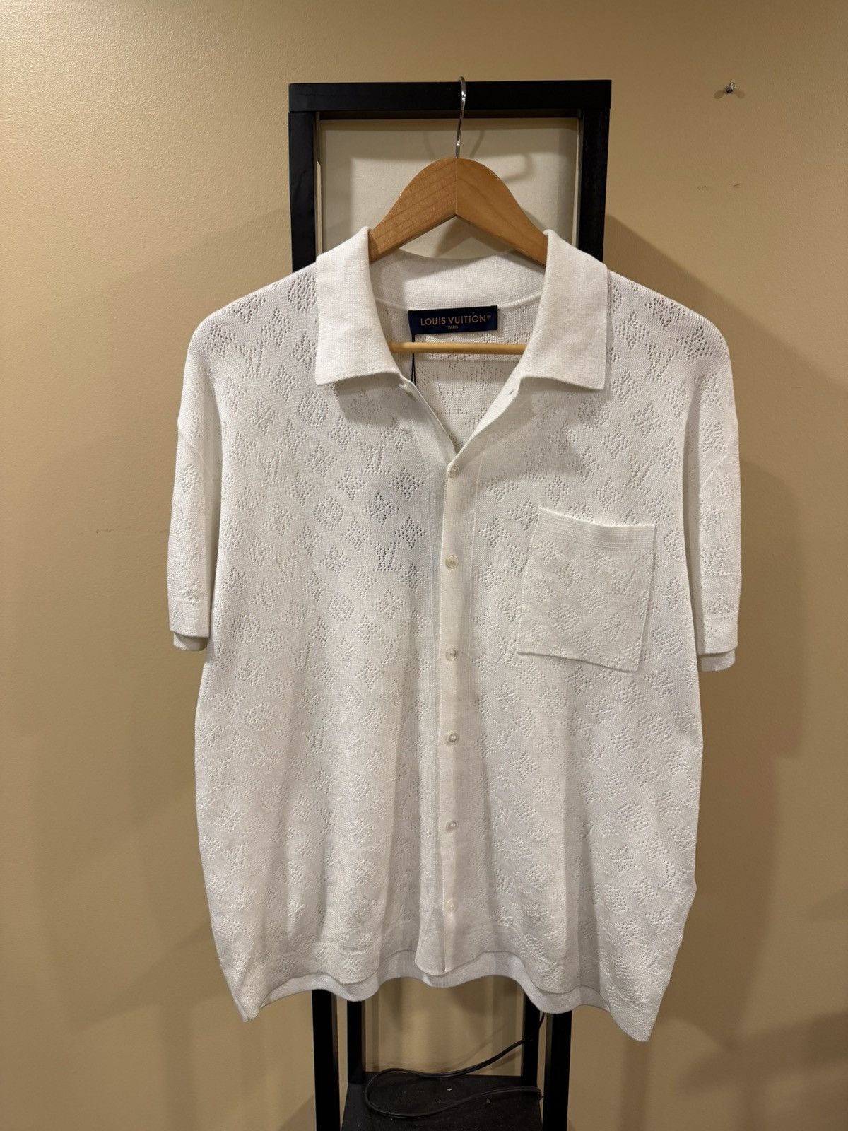Louis Vuitton Louis Vuitton Monogram Pointelle White Short-Sleeved Shirt Size US XS / EU 42 / 0 - 6 Thumbnail