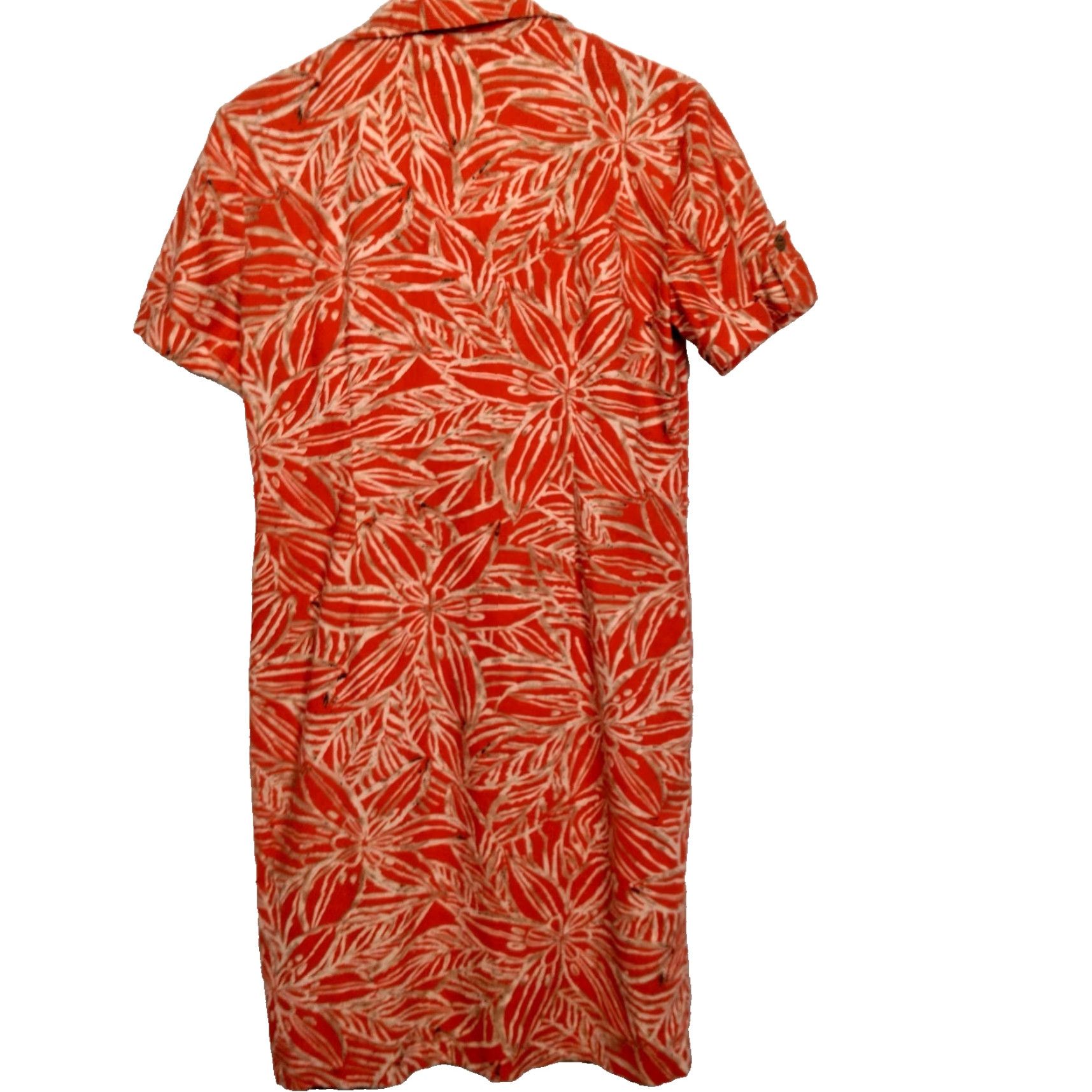 Vintage VINTAGE Dressbarn Shirt Dress Orange Floral Linen Rayon 10 Adult Medium White? Size L / US 10 / IT 46 - 2 Thumbnail