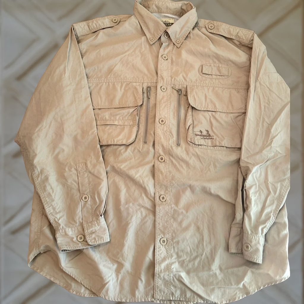 Vintage VINTAGE Cabela's Guided Wear Beige Nylon Button-Down Shirt Jacket Pockets Sz L Mens Size US L / EU 52-54 / 3 - 1 Thumbnail