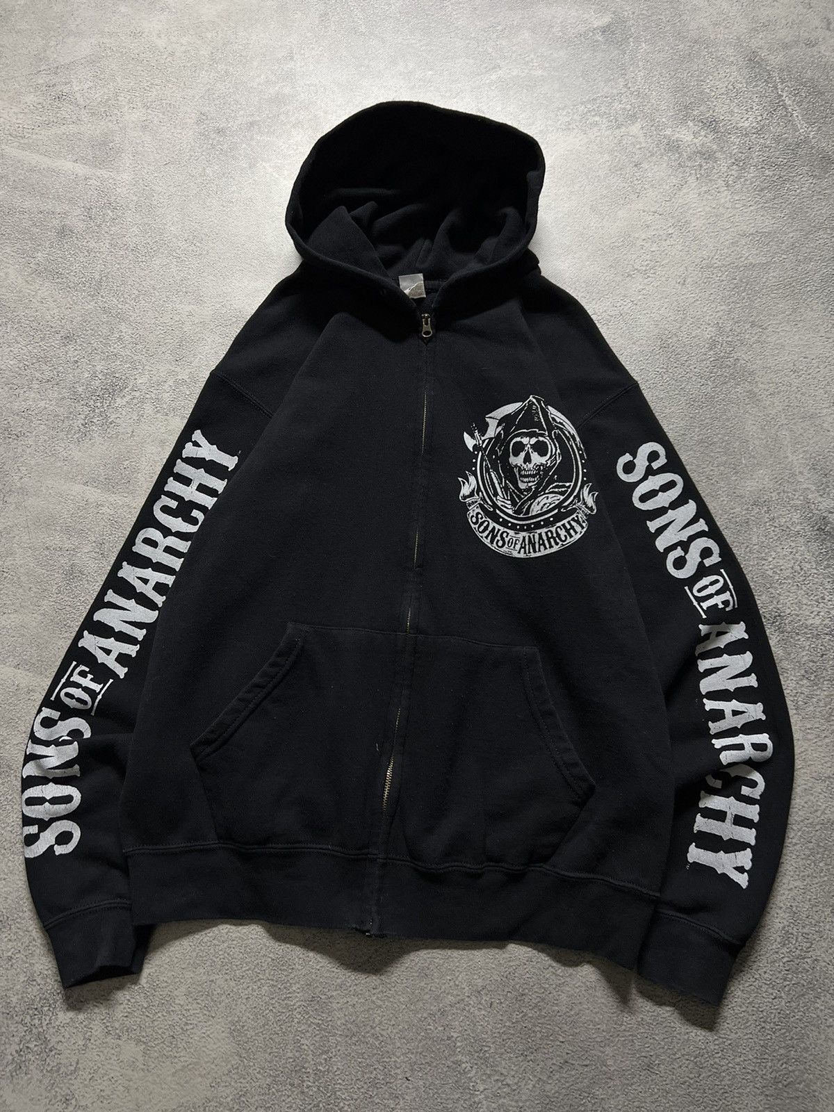 Band Tees × Vintage Vintage Y2k Sons Of Anarchy All Over Print Zip Up Hoodie 00s Size US M / EU 48-50 / 2 - 4 Thumbnail