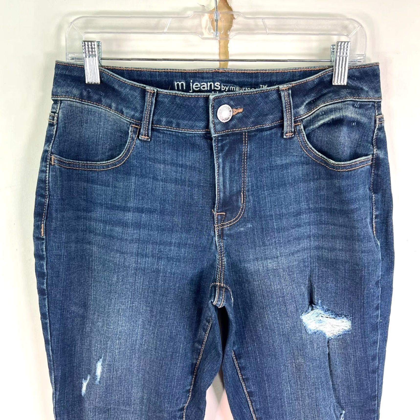 Vintage Maurices M. Jeans Denim Skinny High Rise Distressed Blue Womens Size M Jeans Size 32" / US 10 / IT 46 - 2 Thumbnail