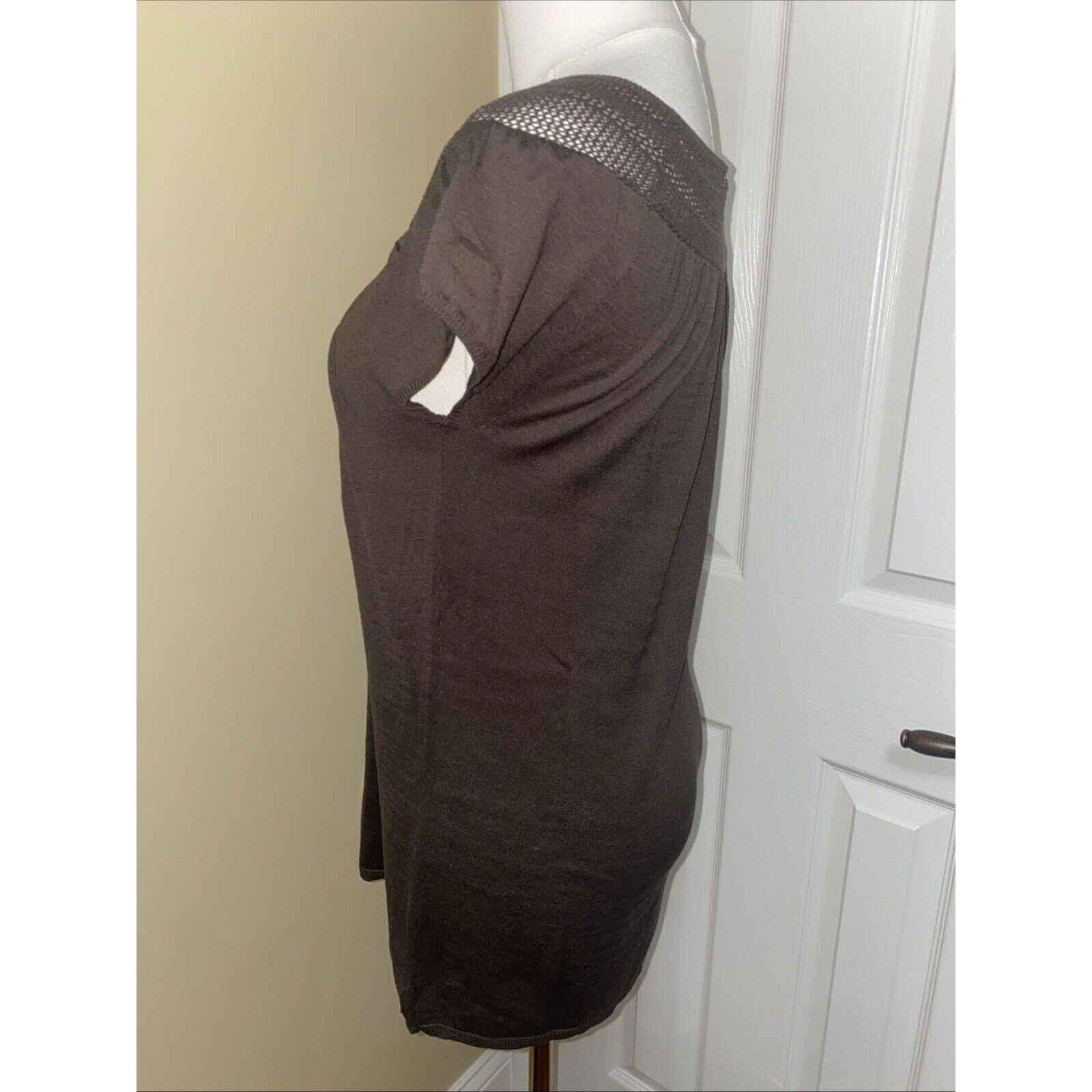 Elie Tahari Elie Tahari Brown Silk Blend Cap Sleeve Top Blouse Small Size S / US 4 / IT 40 - 4 Thumbnail