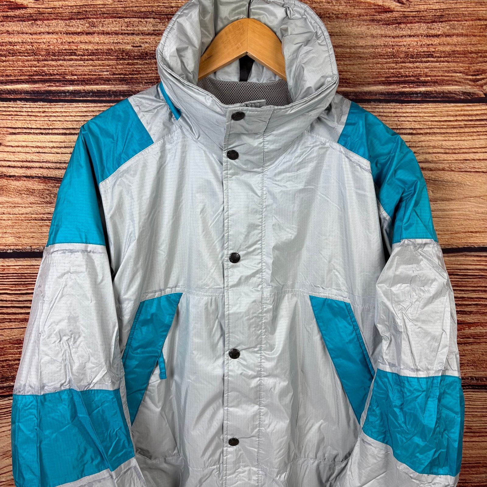 The North Face × Vintage Vintage 1990s The North Face Gray & Teal Windbreaker Jacket Size US M / EU 48-50 / 2 - 2 Thumbnail