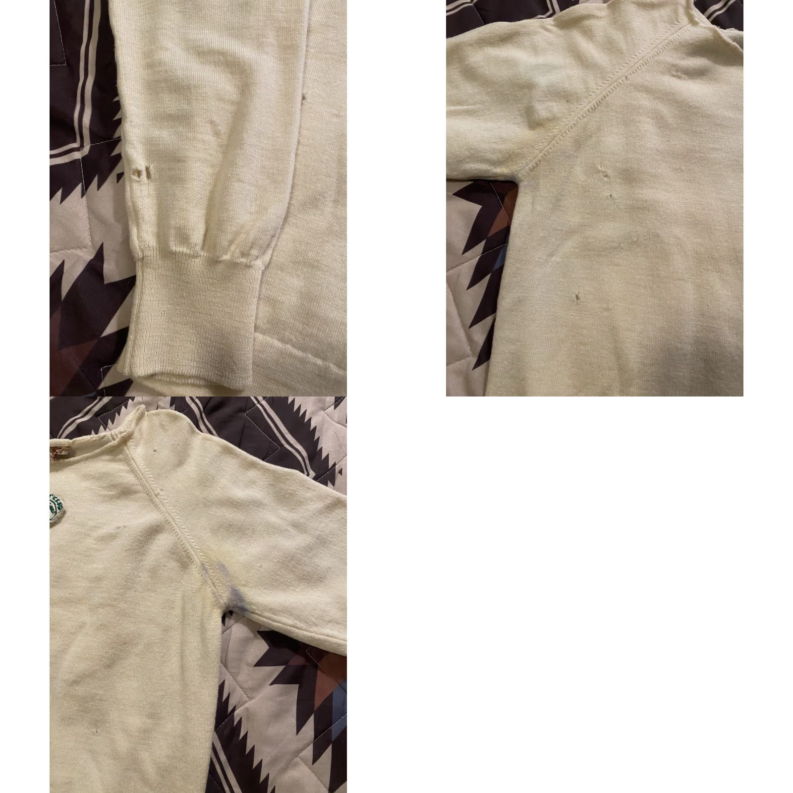 Vintage VINTAGE 1940s 100% Wool Pullover Sweater The Cricket Club Patch Thrashed Medium Size US M / EU 48-50 / 2 - 8 Thumbnail