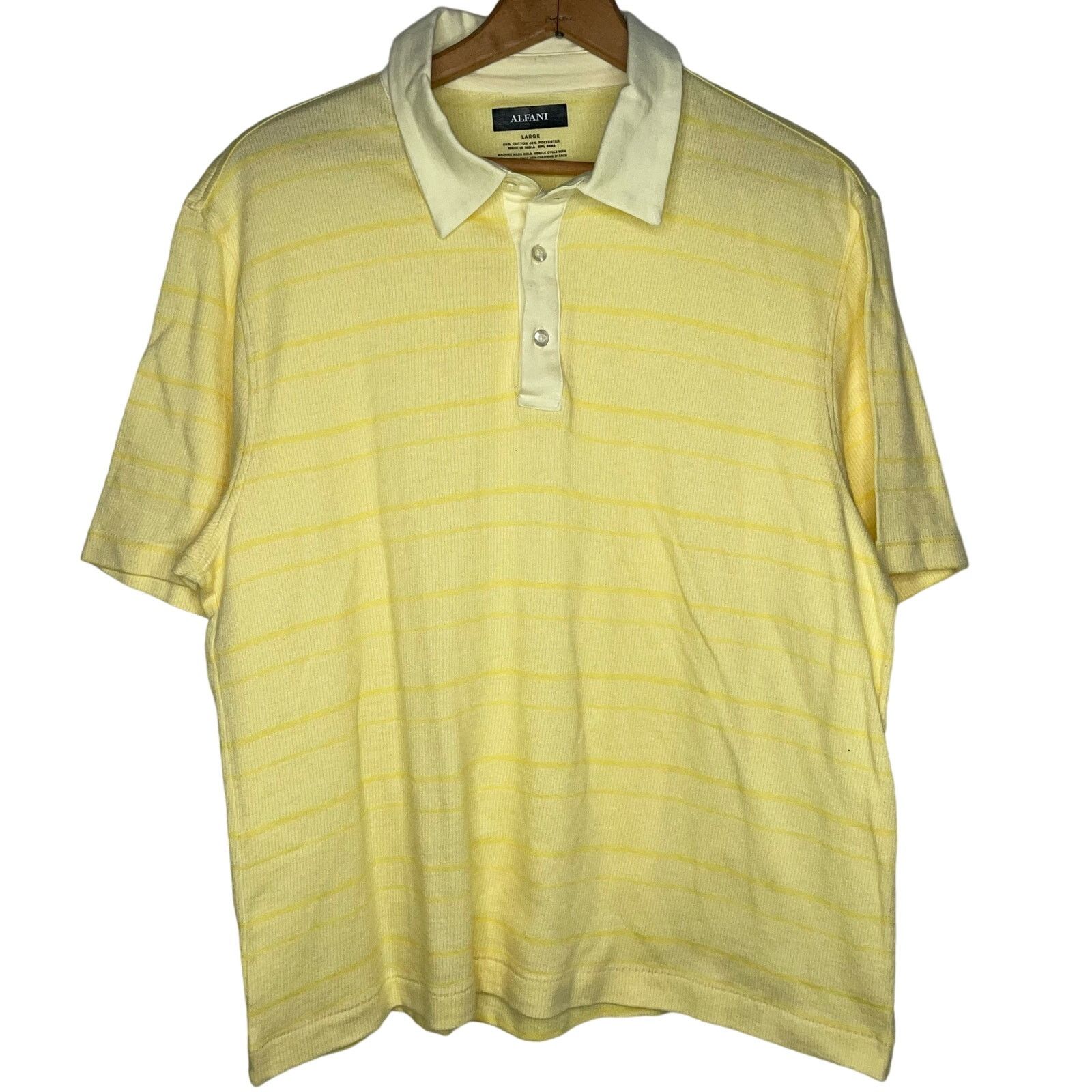 Alfani Alfani Yellow Striped Polo Shirt Size US L / EU 52-54 / 3 - 1 Thumbnail