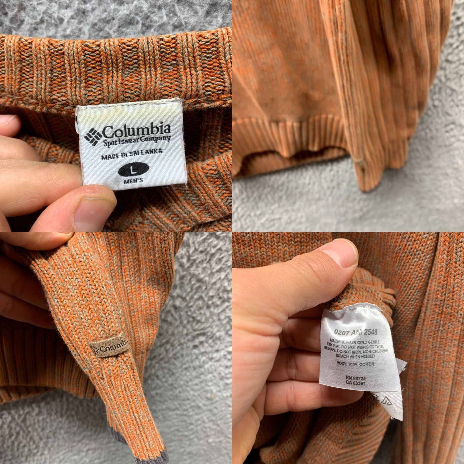 Vintage Columbia Sweater Mens Pullover Knit V-Neck Cotton Army Brown XL? Wait. Size US L / EU 52-54 / 3 - 8 Thumbnail